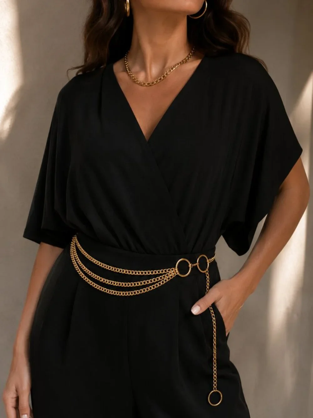 Gold Antthony Triple Row Curblink Chain Belt | Adjustable Statement Belt